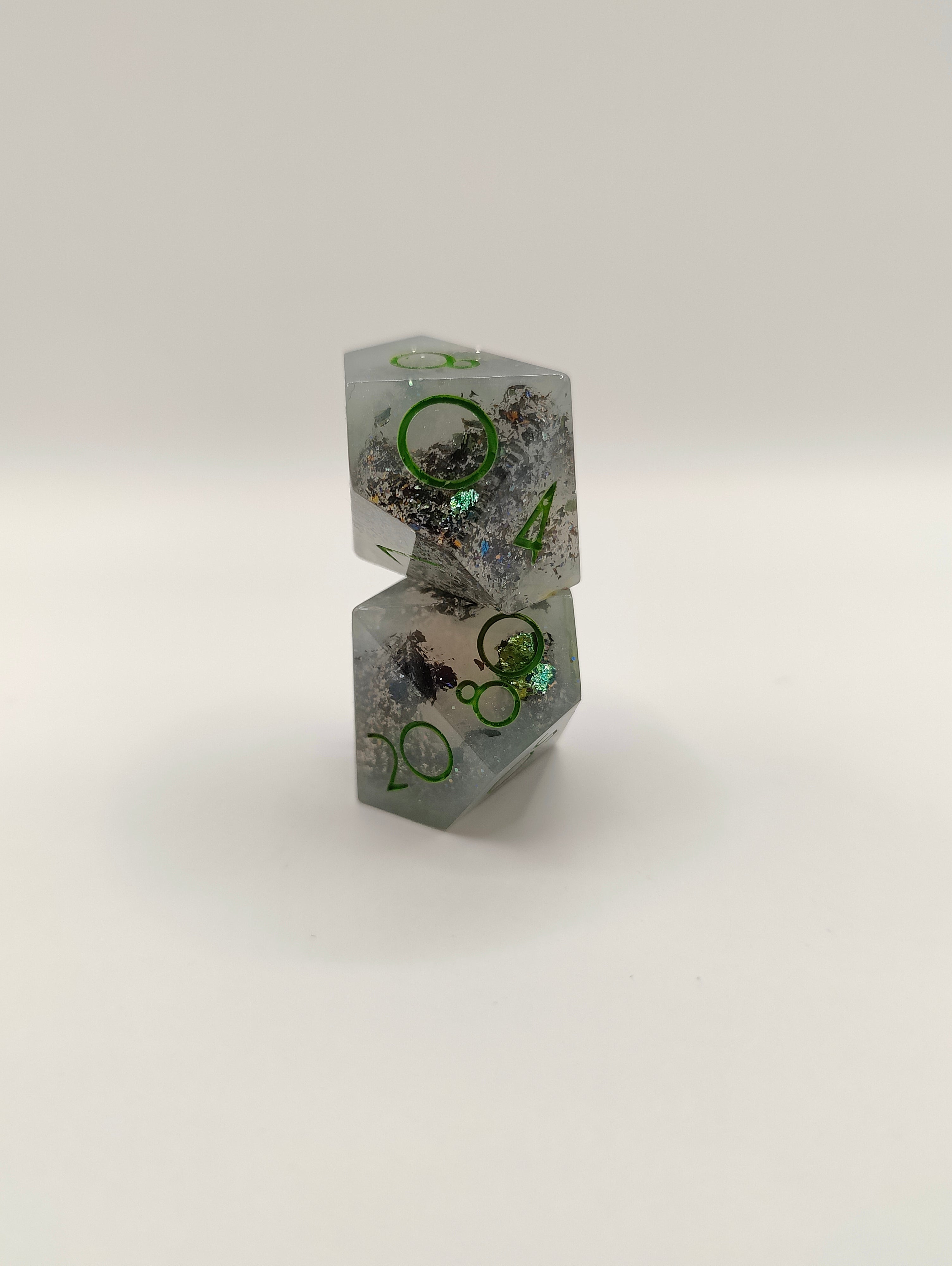 Handmade D10/D% pair: Misty tide, shiny finish