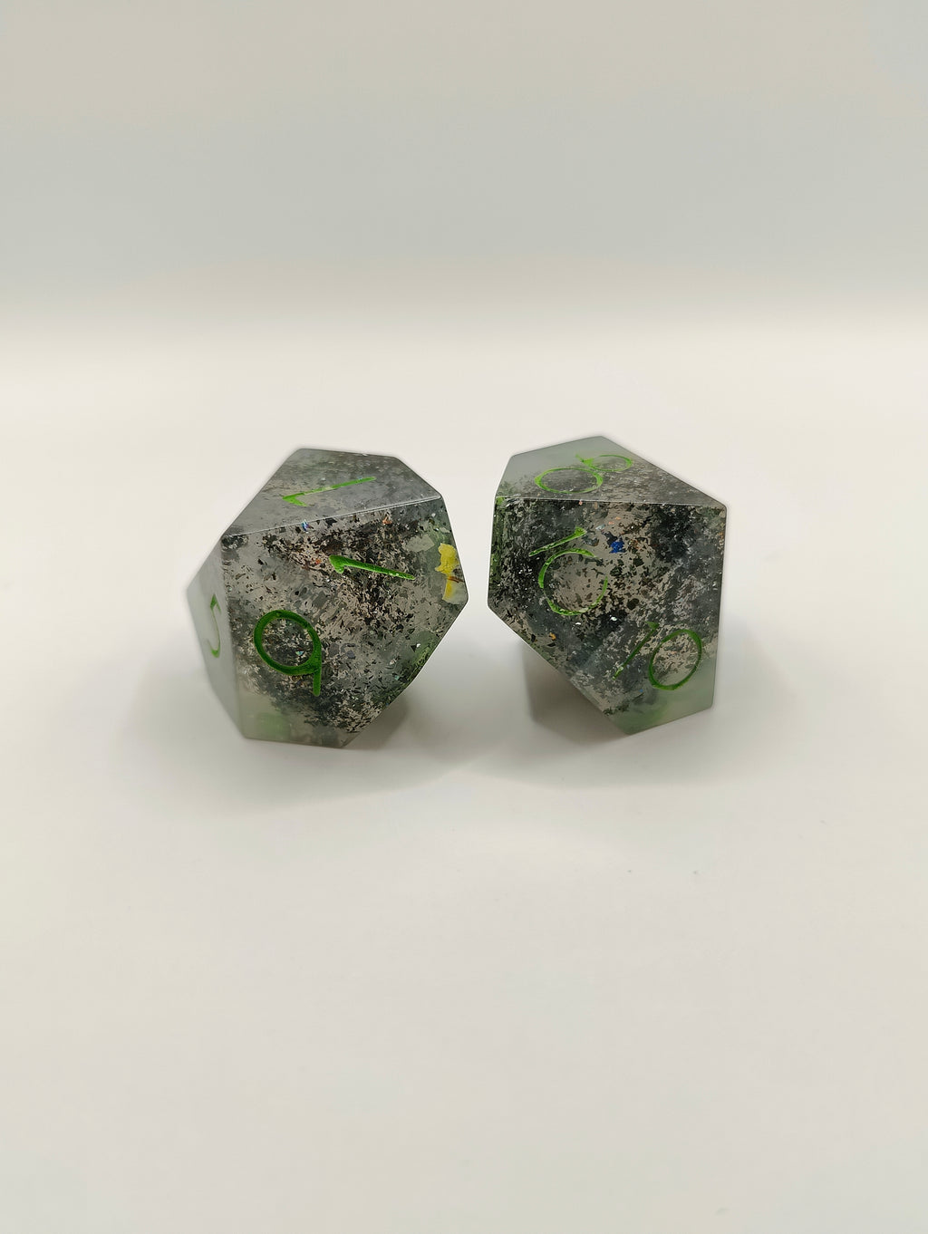 Handmade D10/D% pair: Misty tide, shiny finish