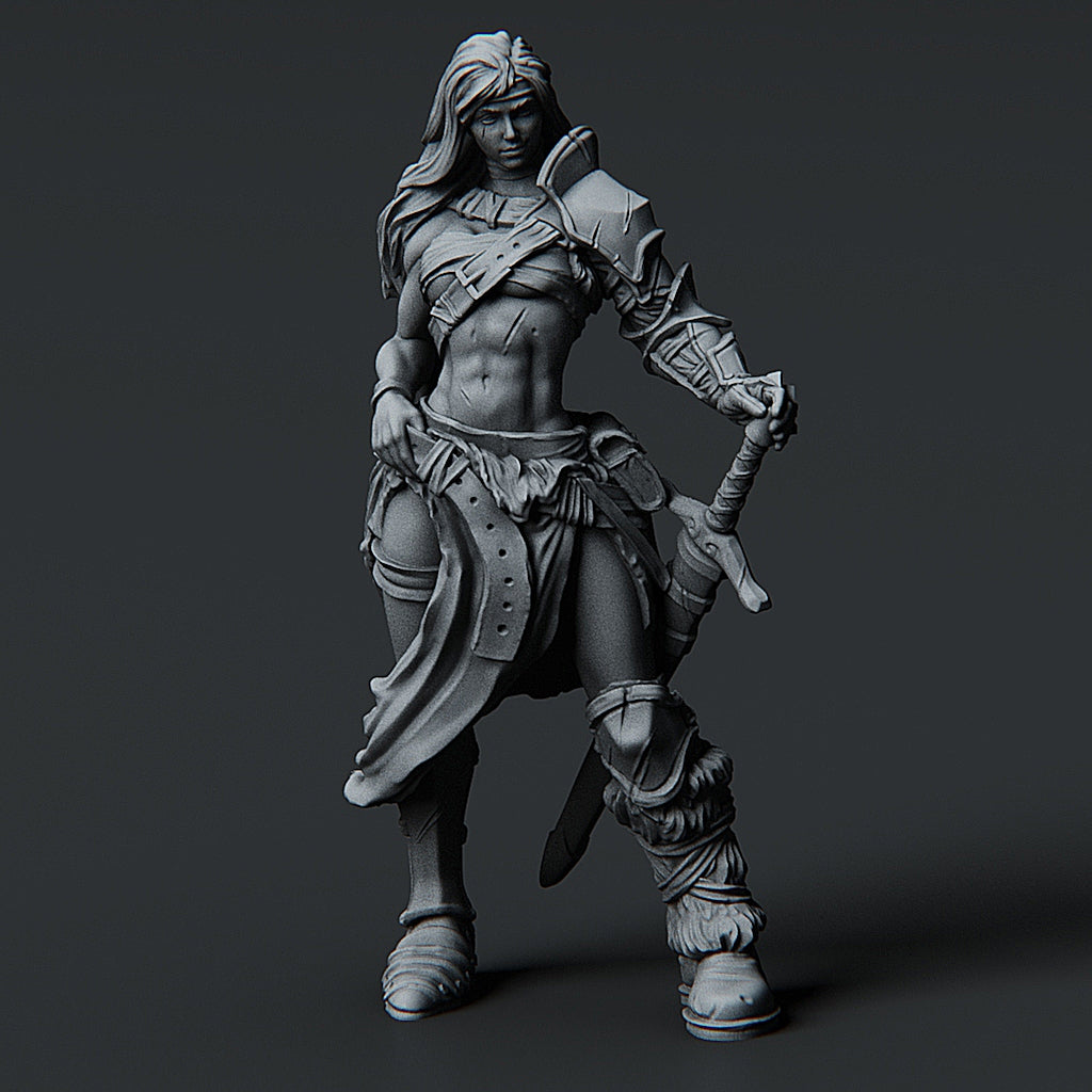 3D printed Female Barbarian mini