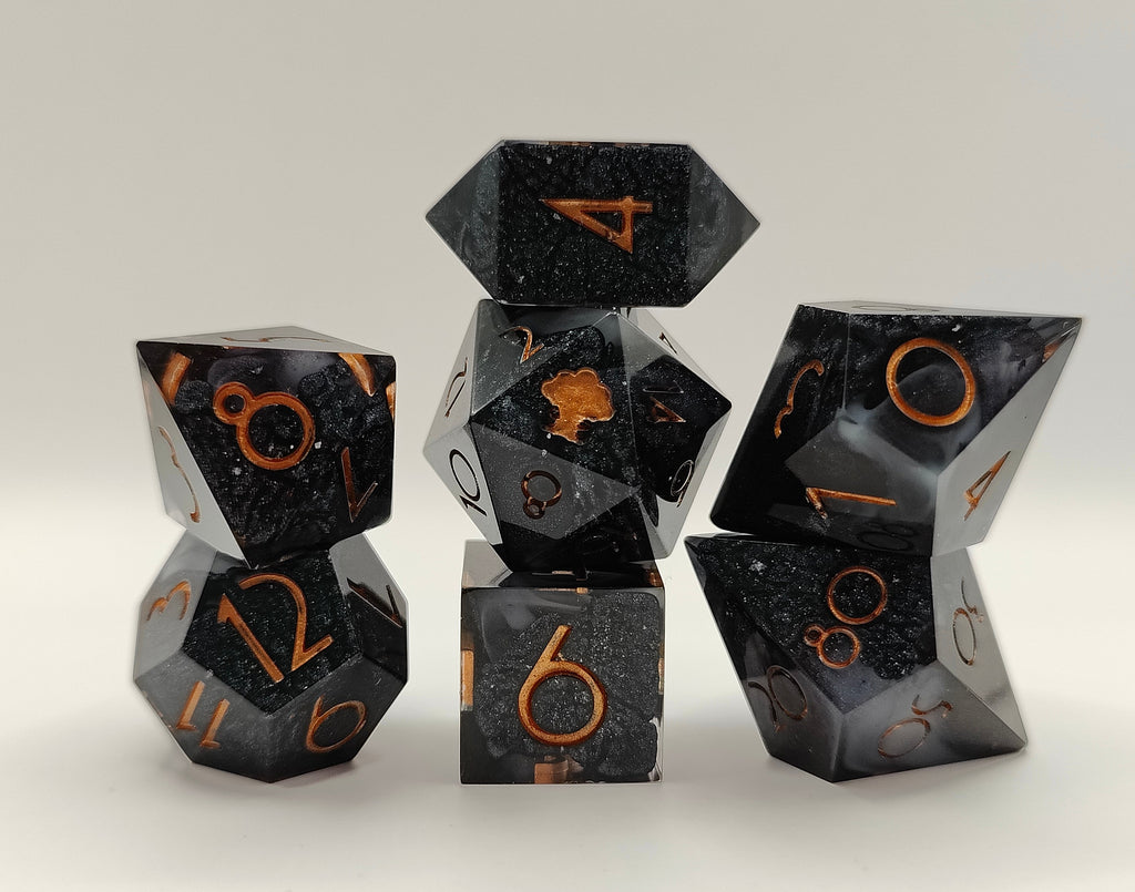 Handmade dice set: The expedition thin font