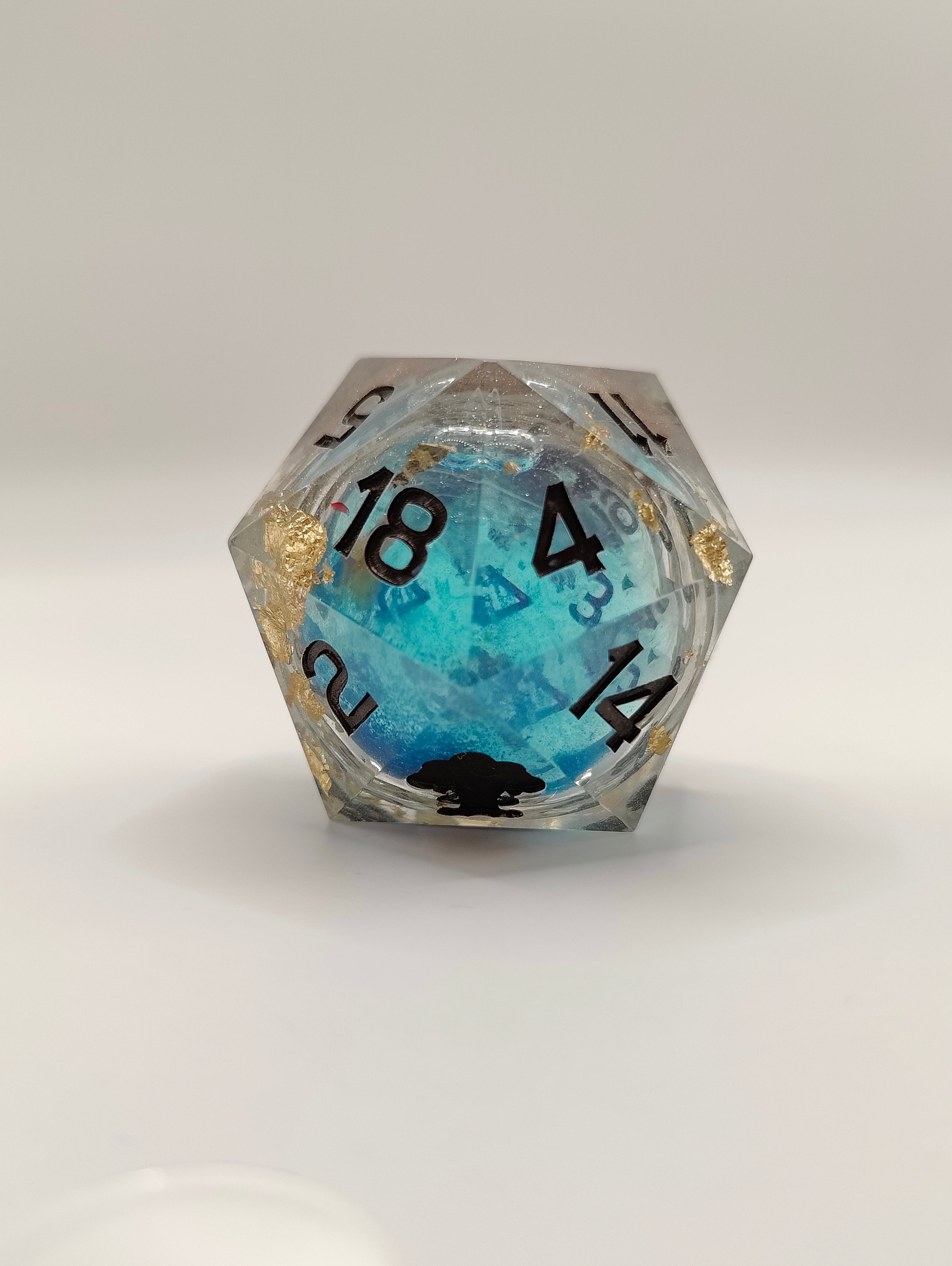 Handmade 40mm liquid core D20: Starforged Tempest