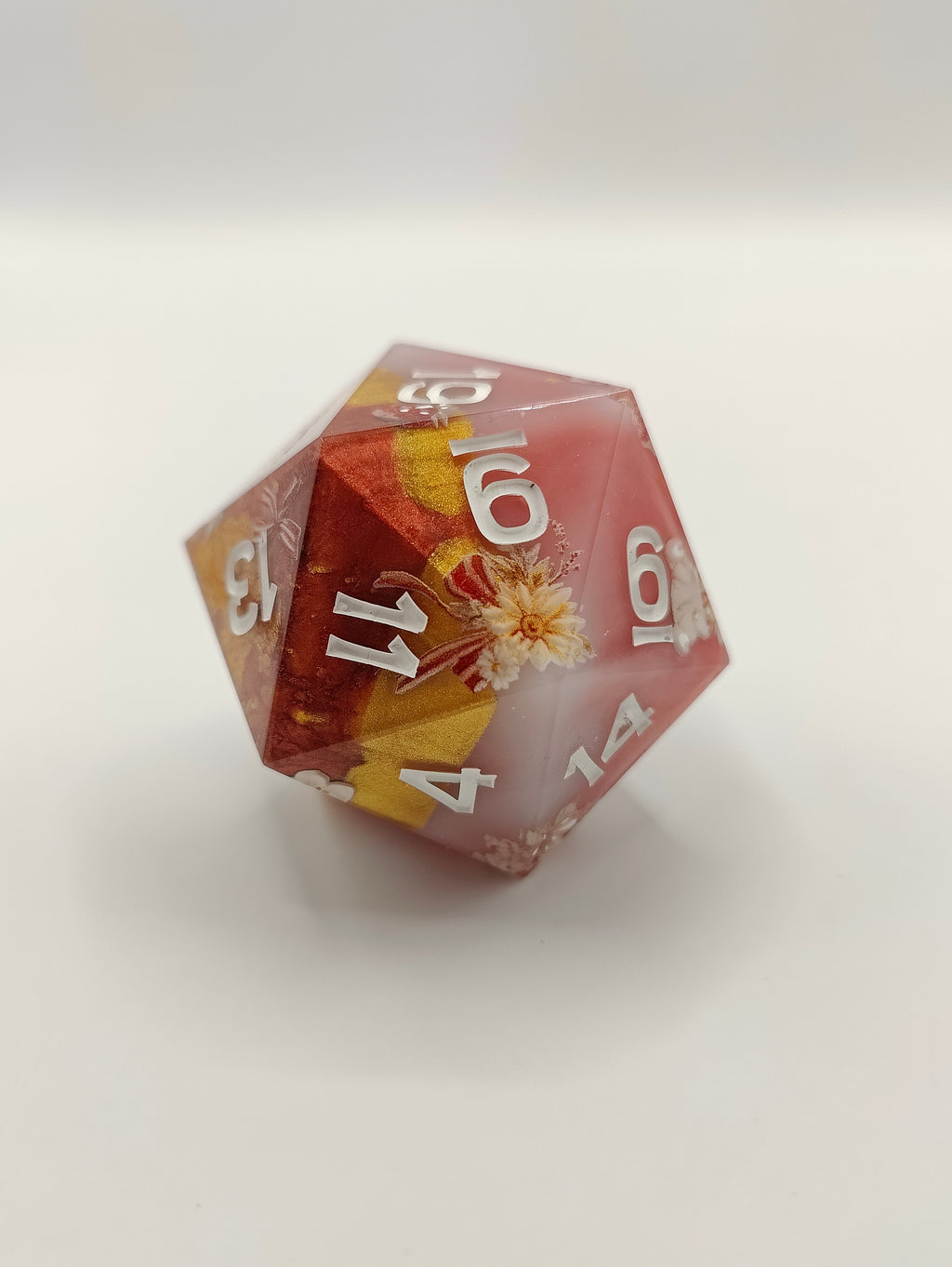 Handmade 40mm D20: Bunnies and Flowers