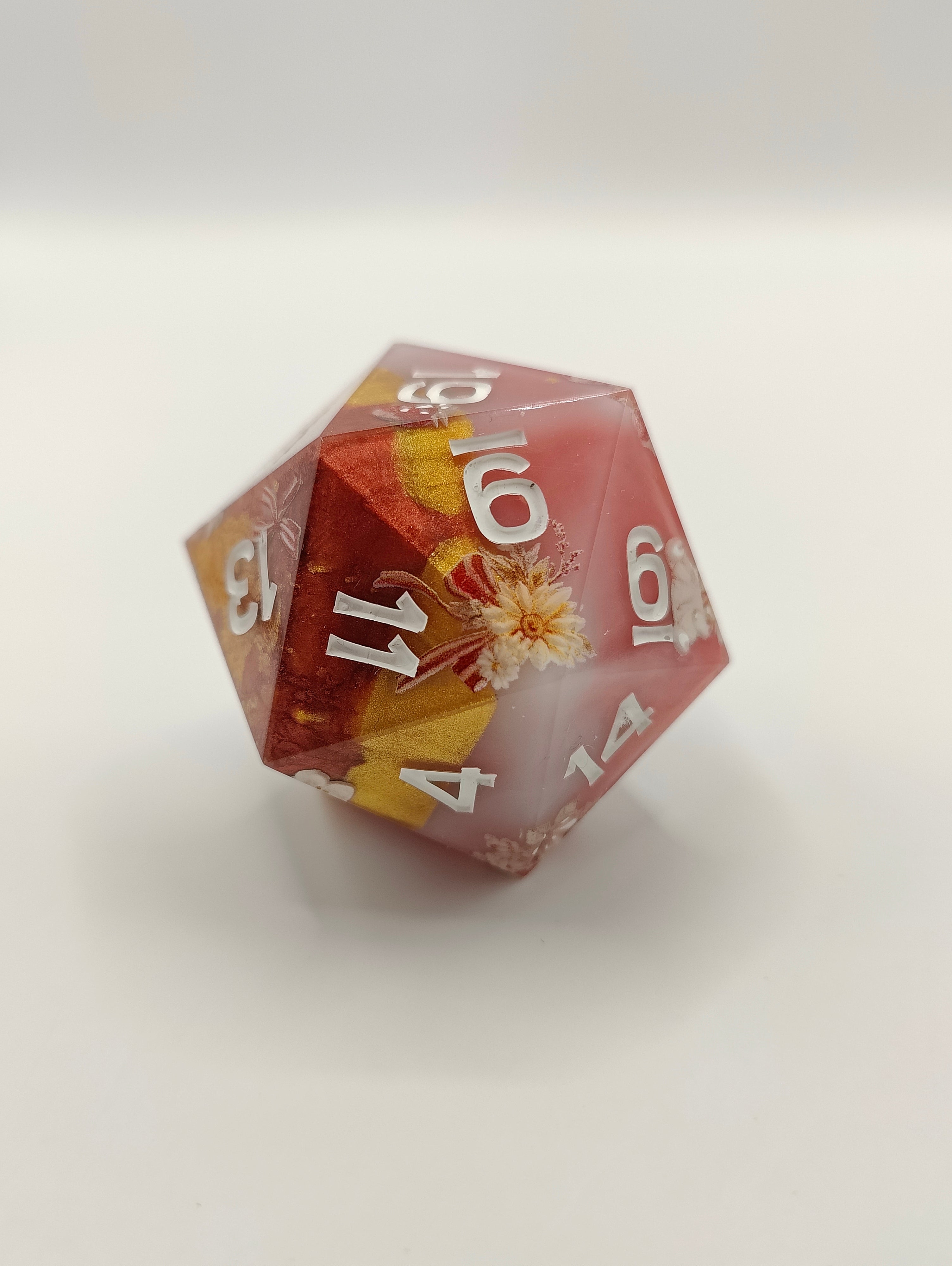 Handmade 40mm D20: Bunnies and Flowers