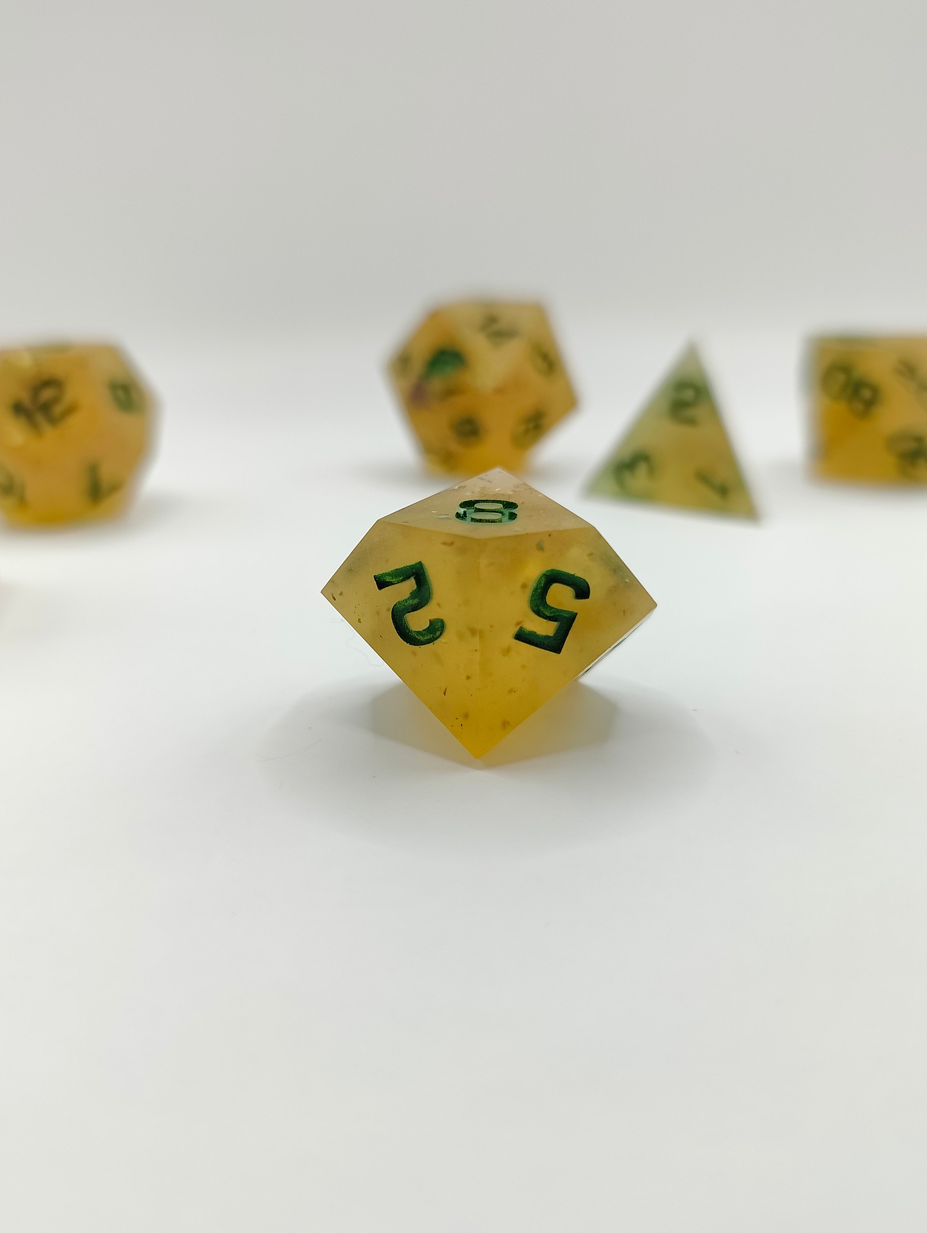 Handmade dice set: Honeyed Earth