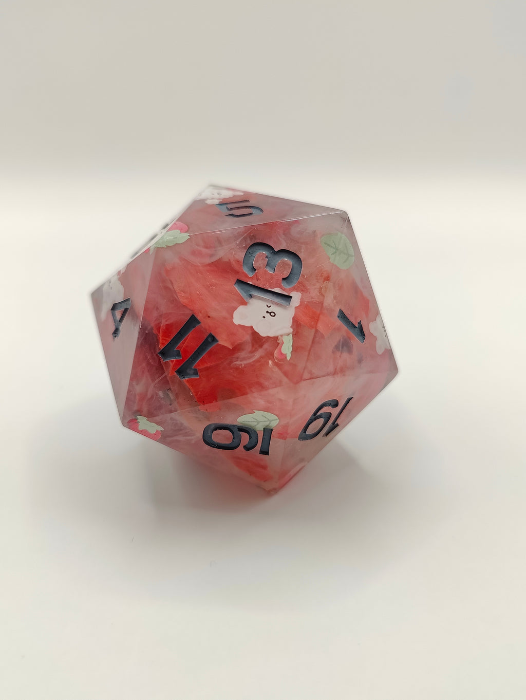 Handmade 40mm D20: Bunnies and Berries