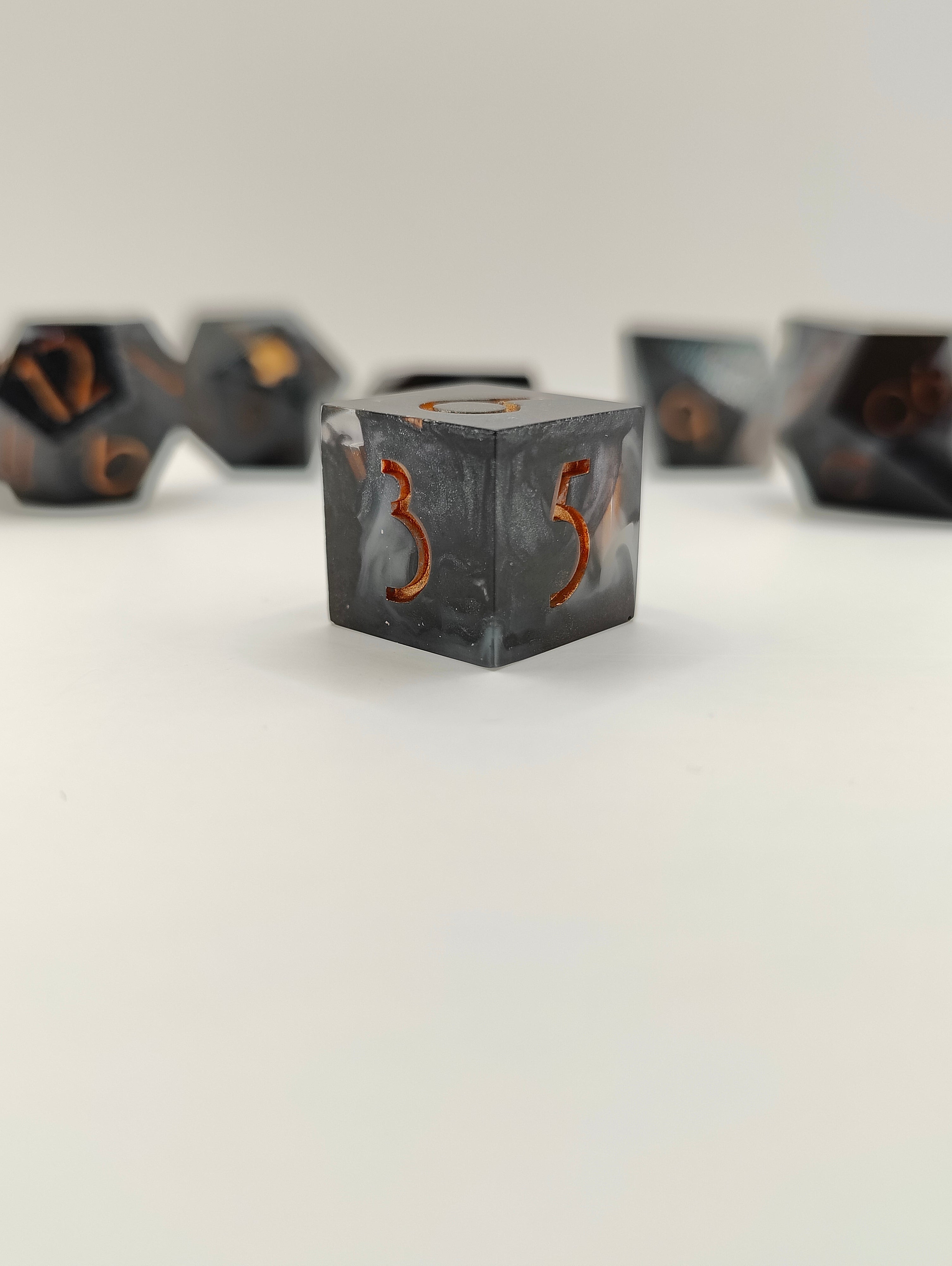Handmade dice set: The expedition thin font