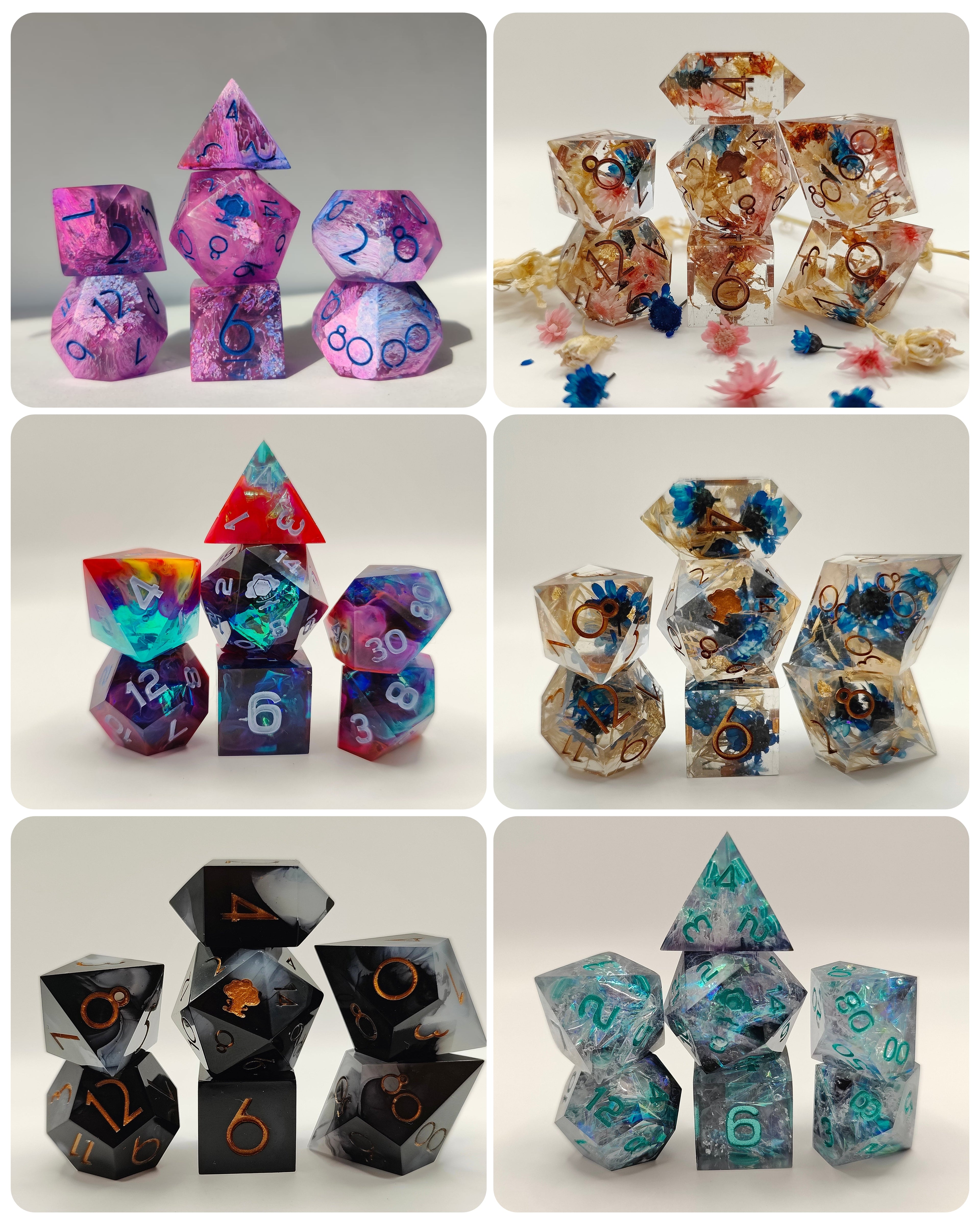 Handmade 7 piece Commission dice set!