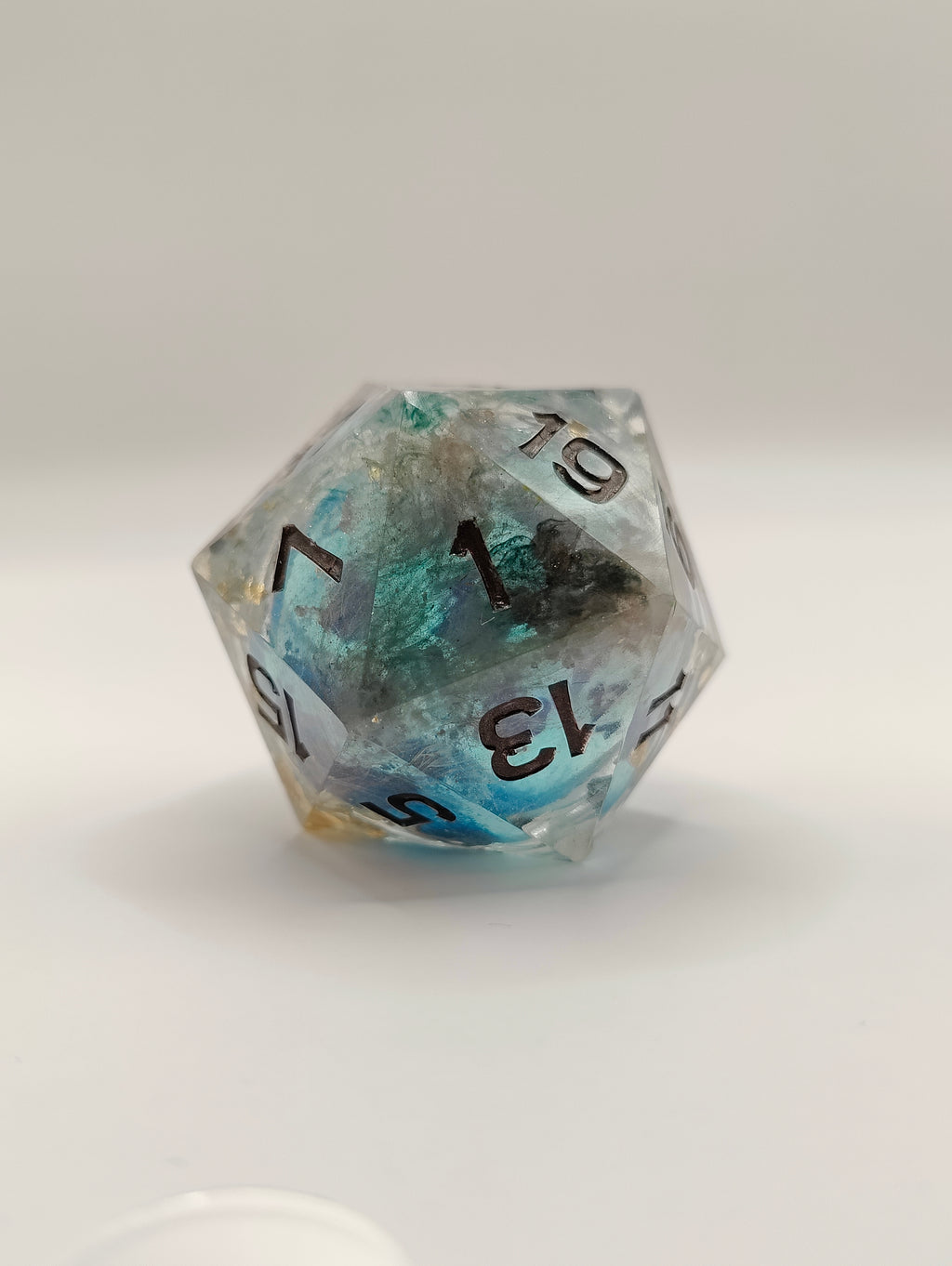 Handmade 40mm liquid core D20: Starforged Tempest