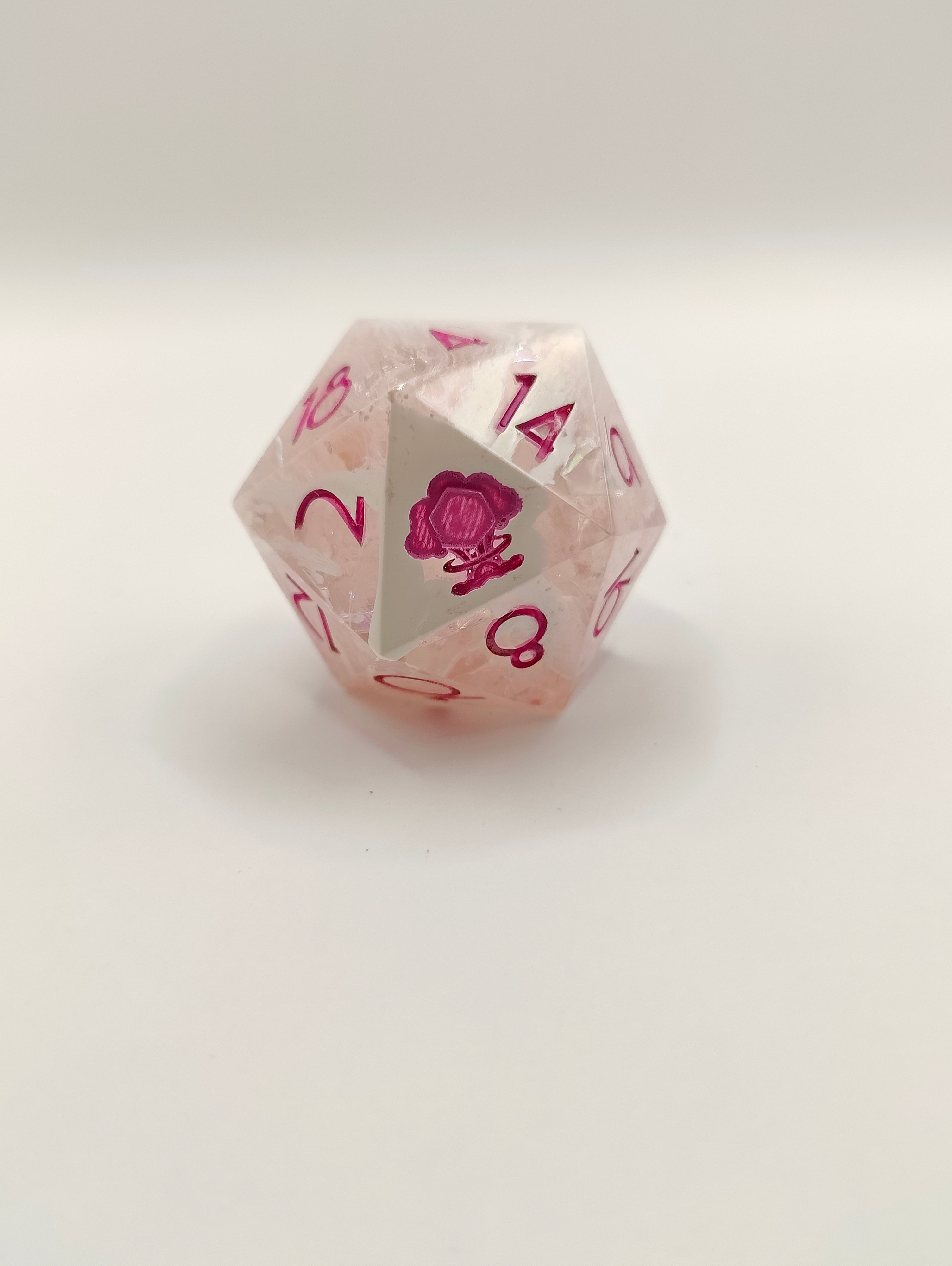 Handmade 30 mm D20: Rose Quartz