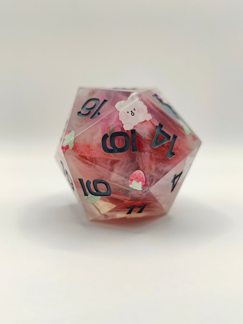 Handmade 40mm D20: Bunnies and Berries