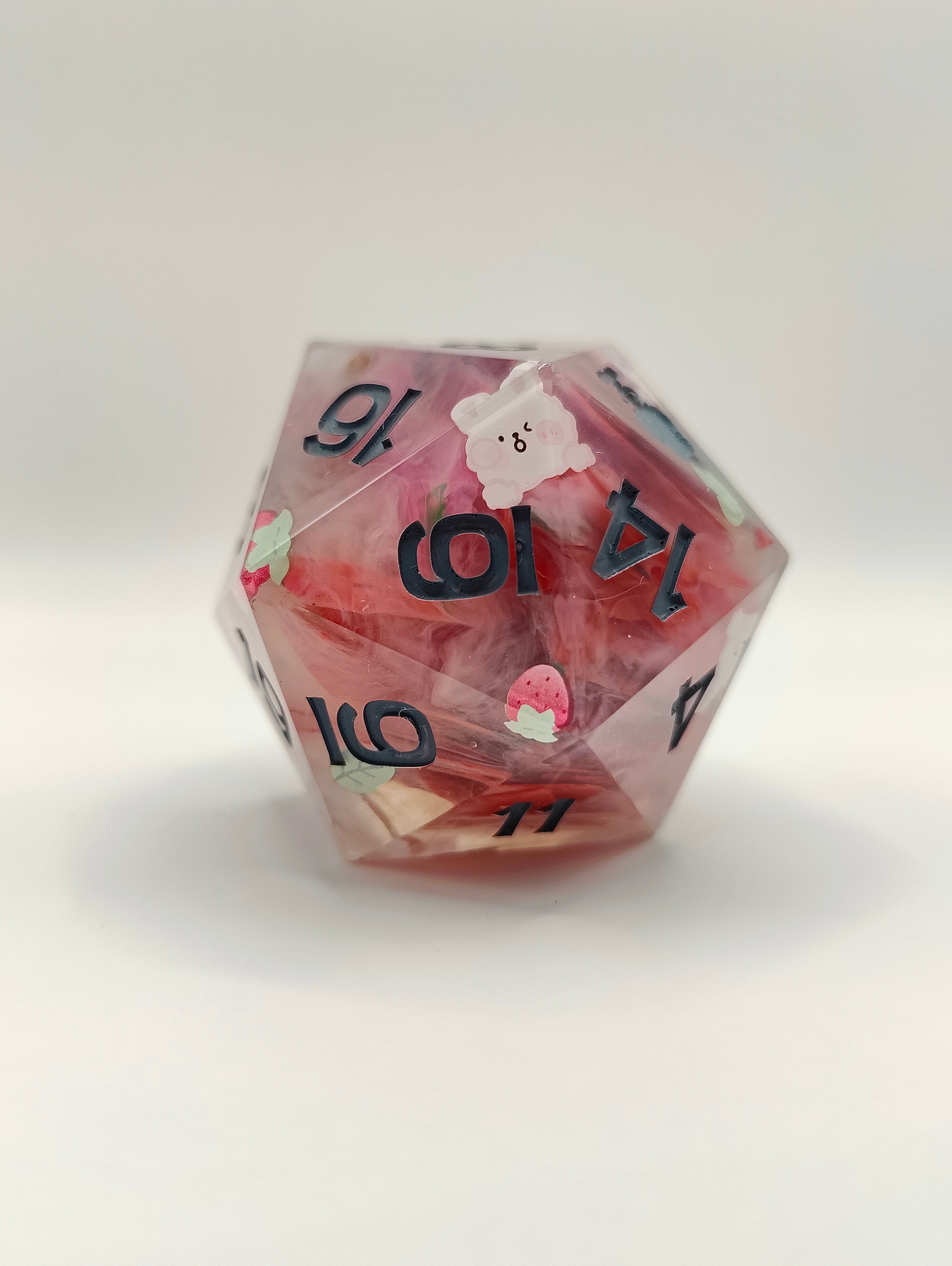 Handmade 40mm D20: Bunnies and Berries