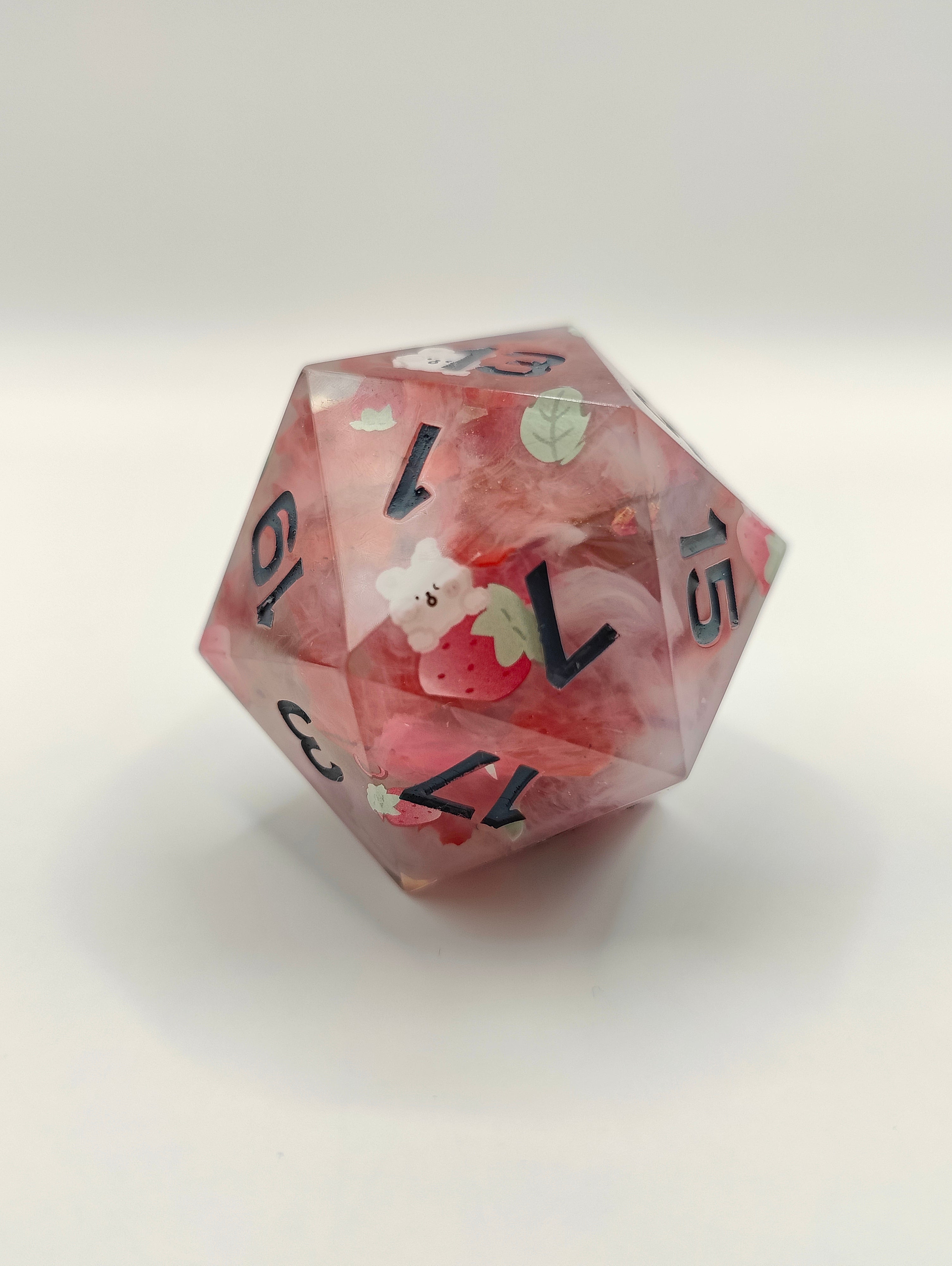 Handmade 40mm D20: Bunnies and Berries