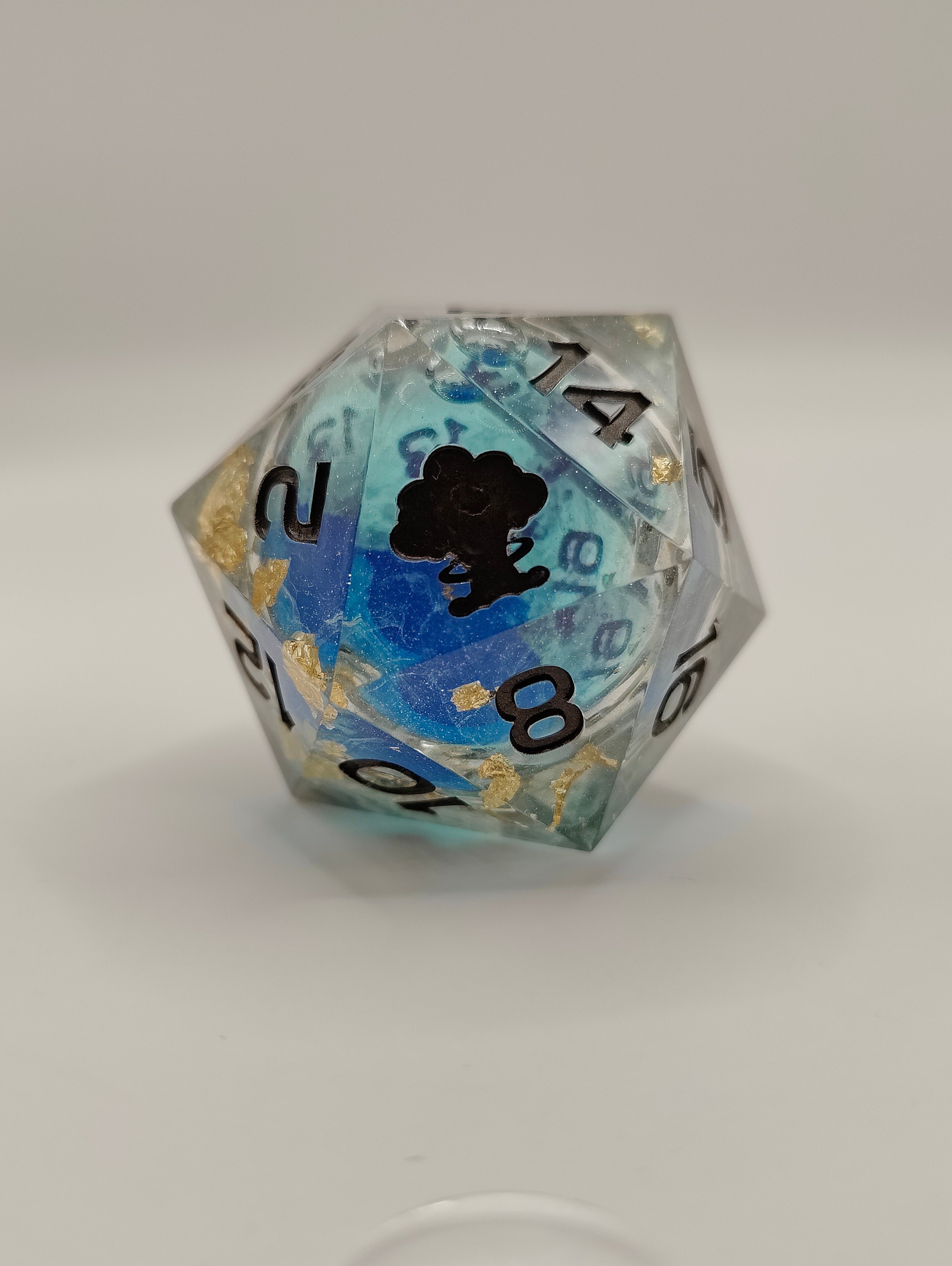 Handmade 40mm liquid core D20: Starforged Tempest