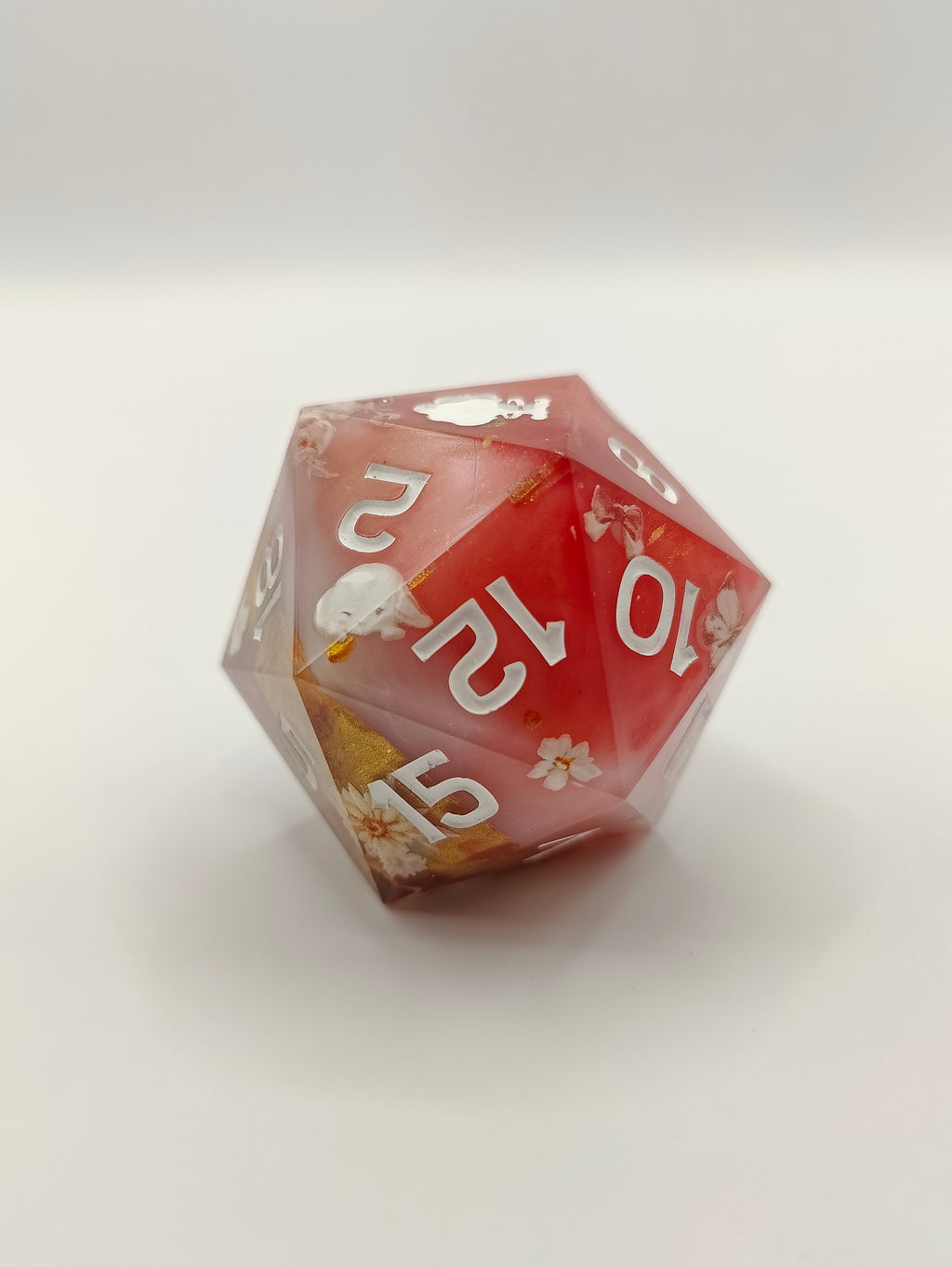 Handmade 40mm D20: Bunnies and Flowers