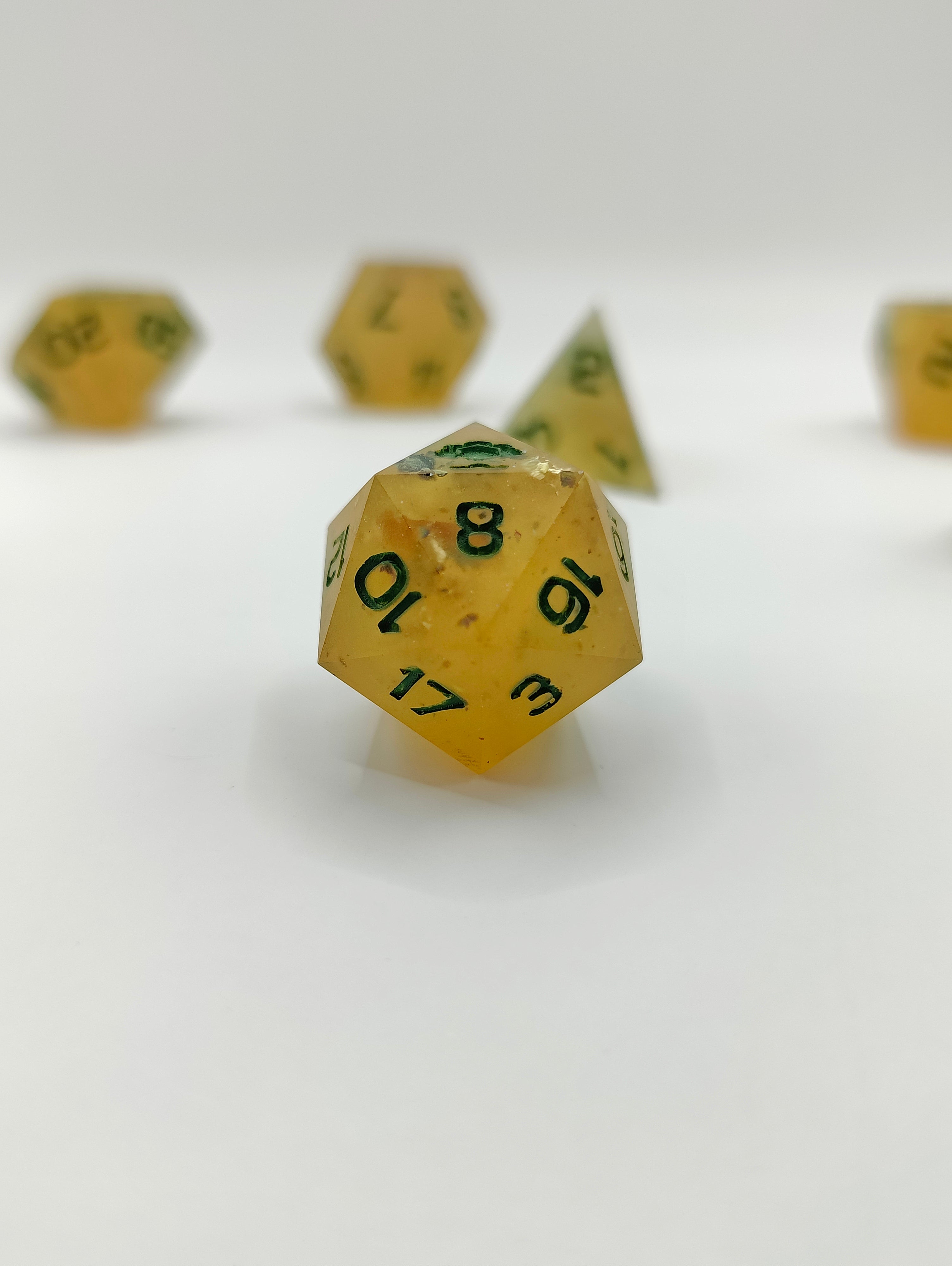 Handmade dice set: Honeyed Earth