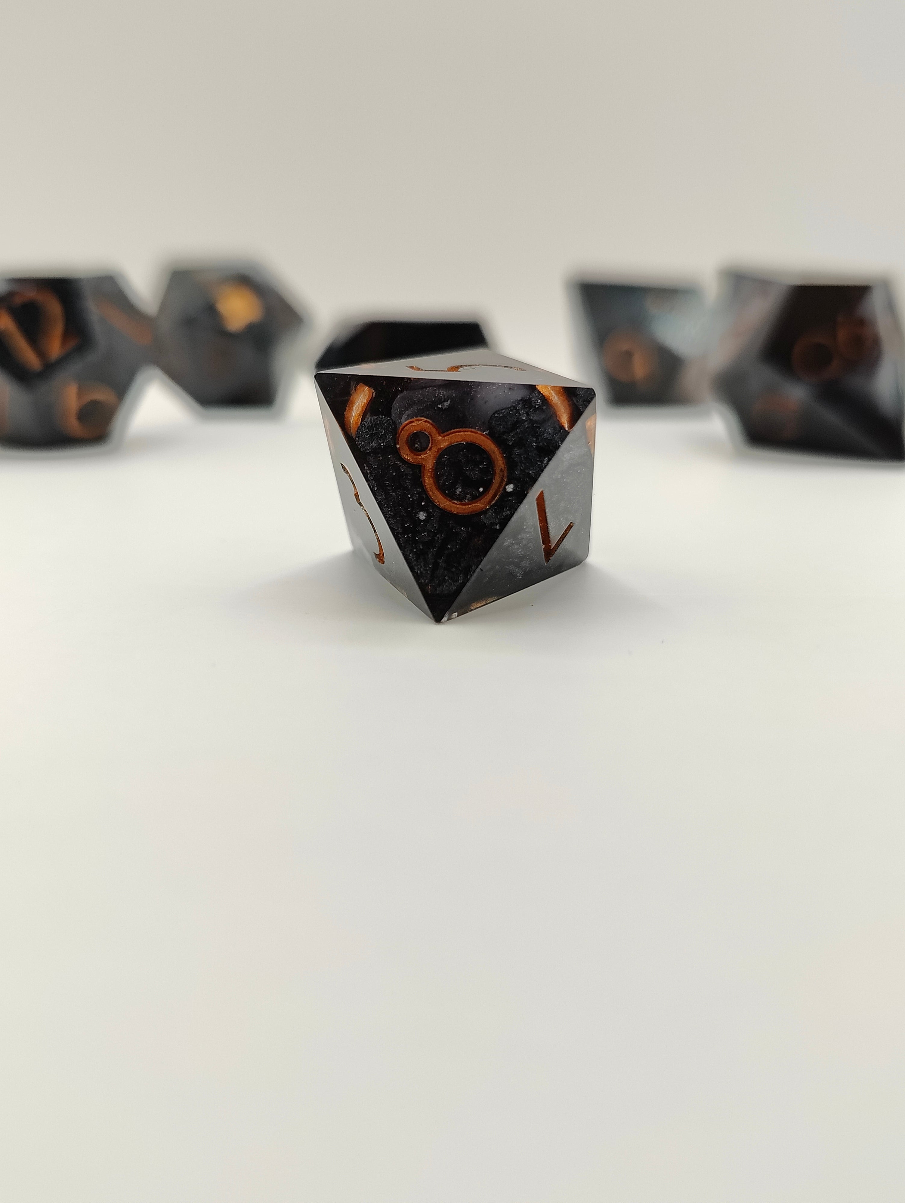 Handmade dice set: The expedition thin font