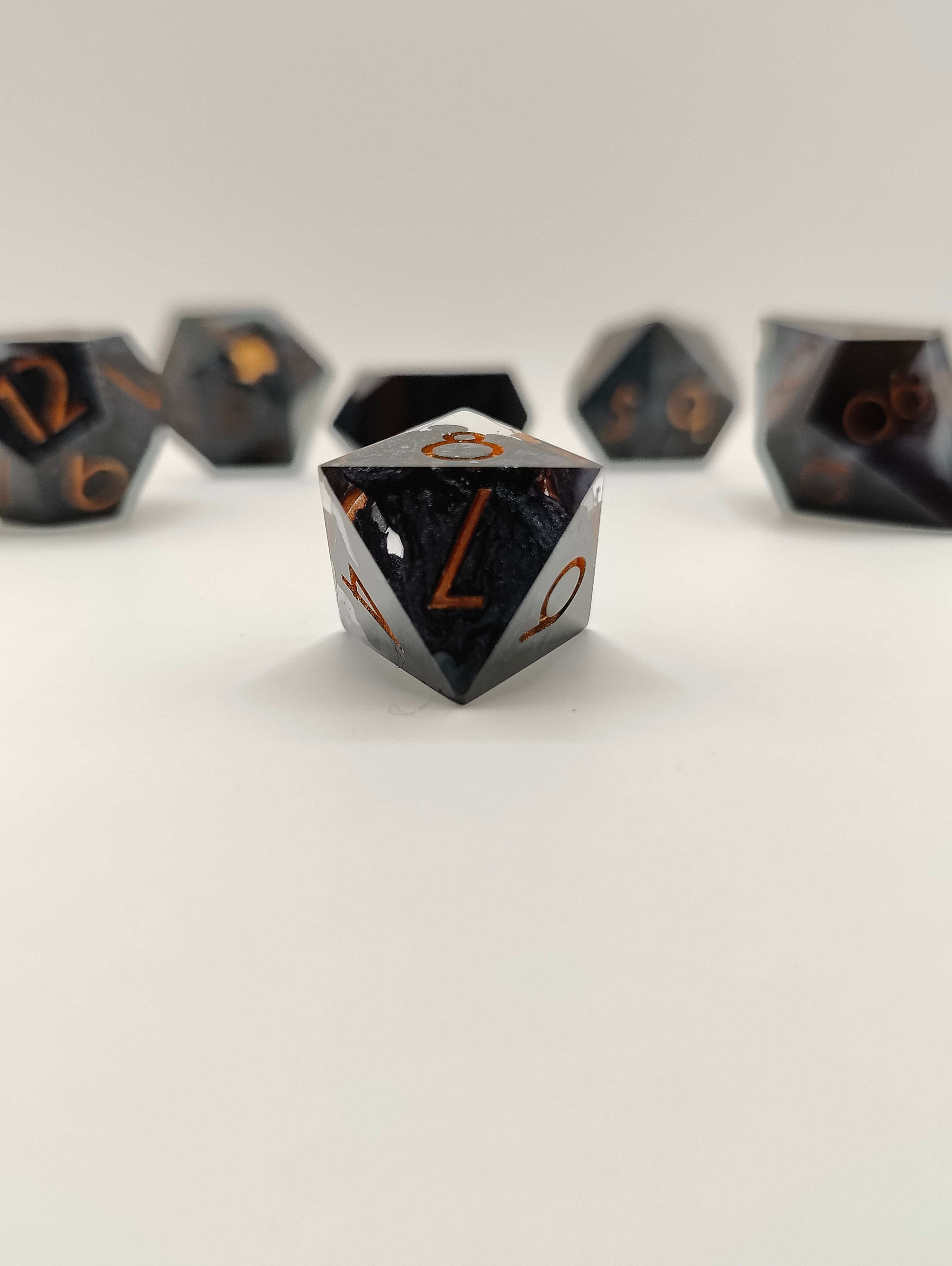 Handmade dice set: The expedition thin font