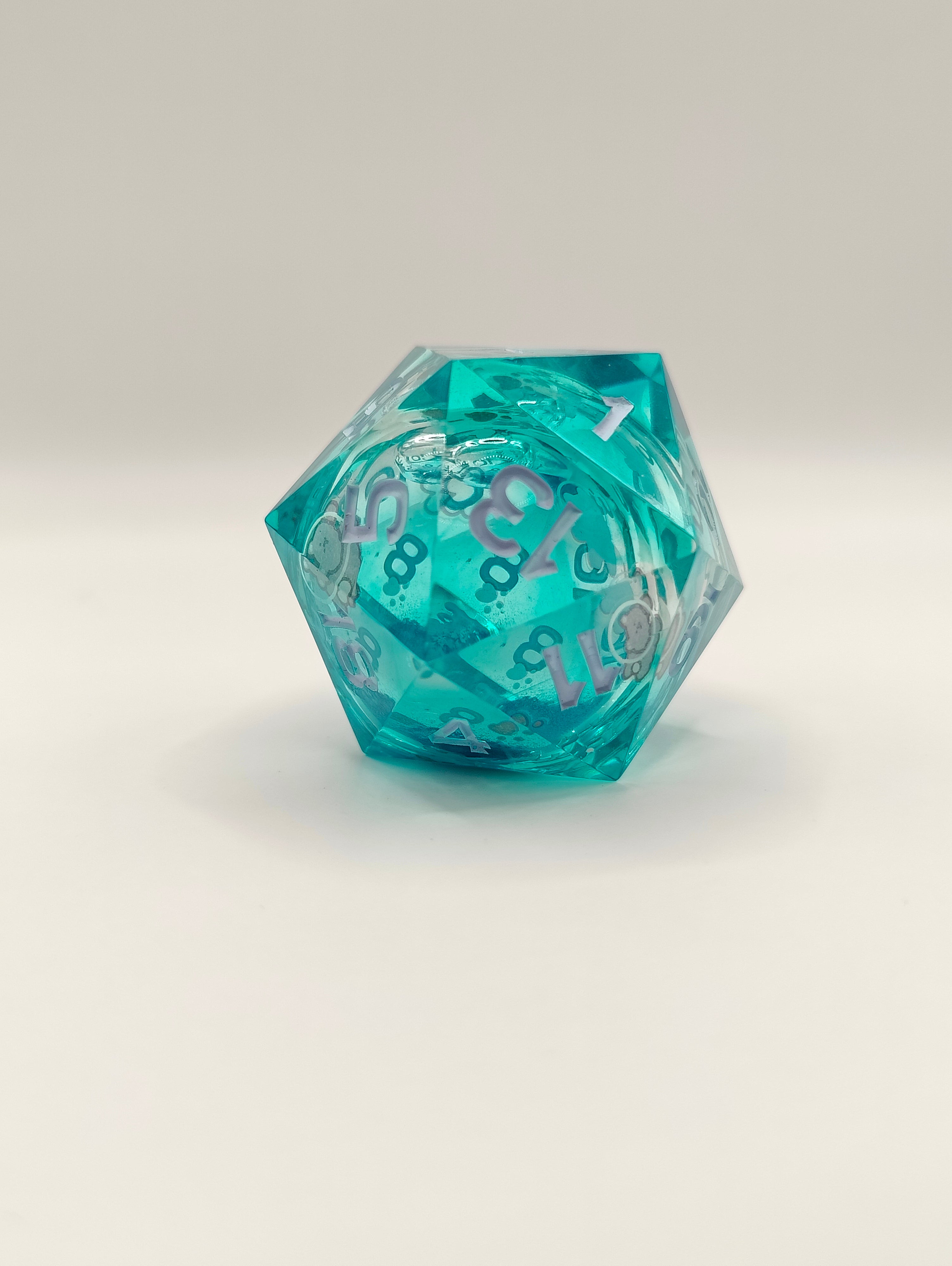 Handmade 40mm liquid core D20: Space kitties