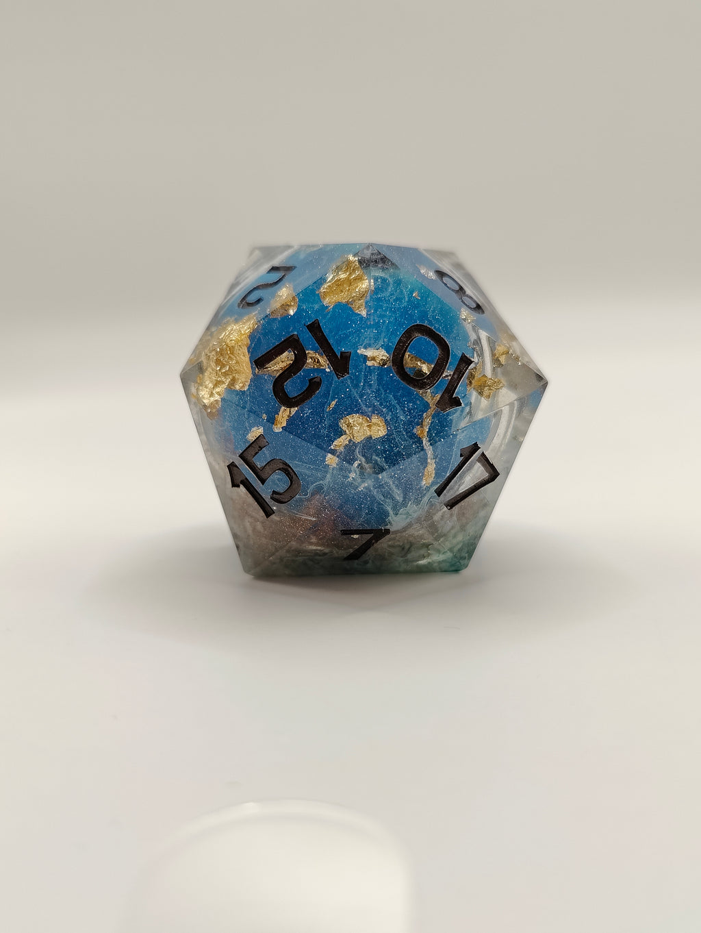 Handmade 40mm liquid core D20: Starforged Tempest
