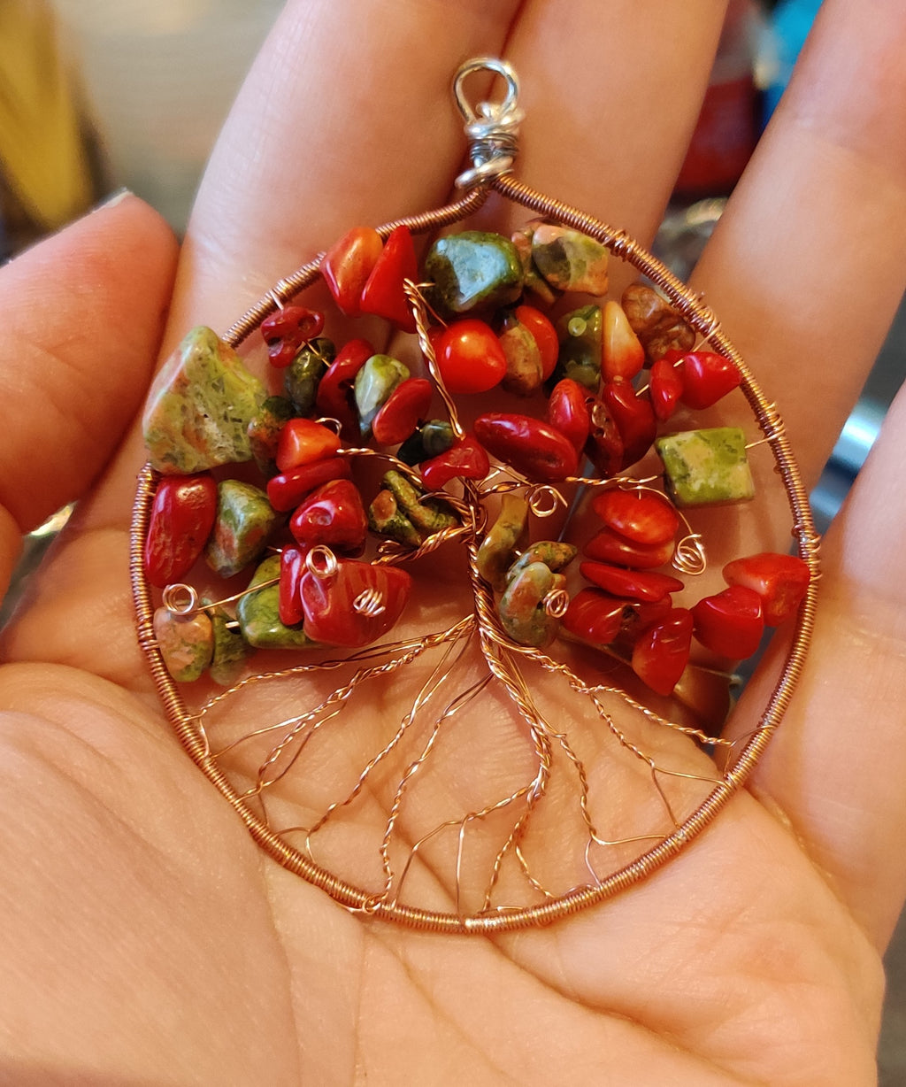 Handmade wire wrapped tree of life necklace