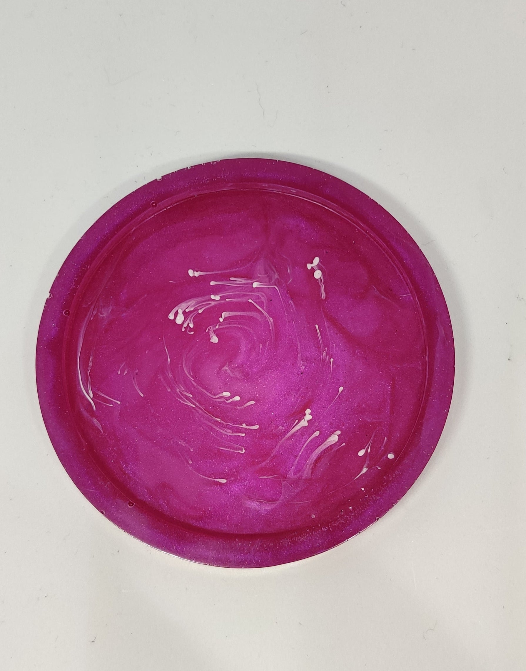 Handmade coaster/ mini dice tray: Pink/white