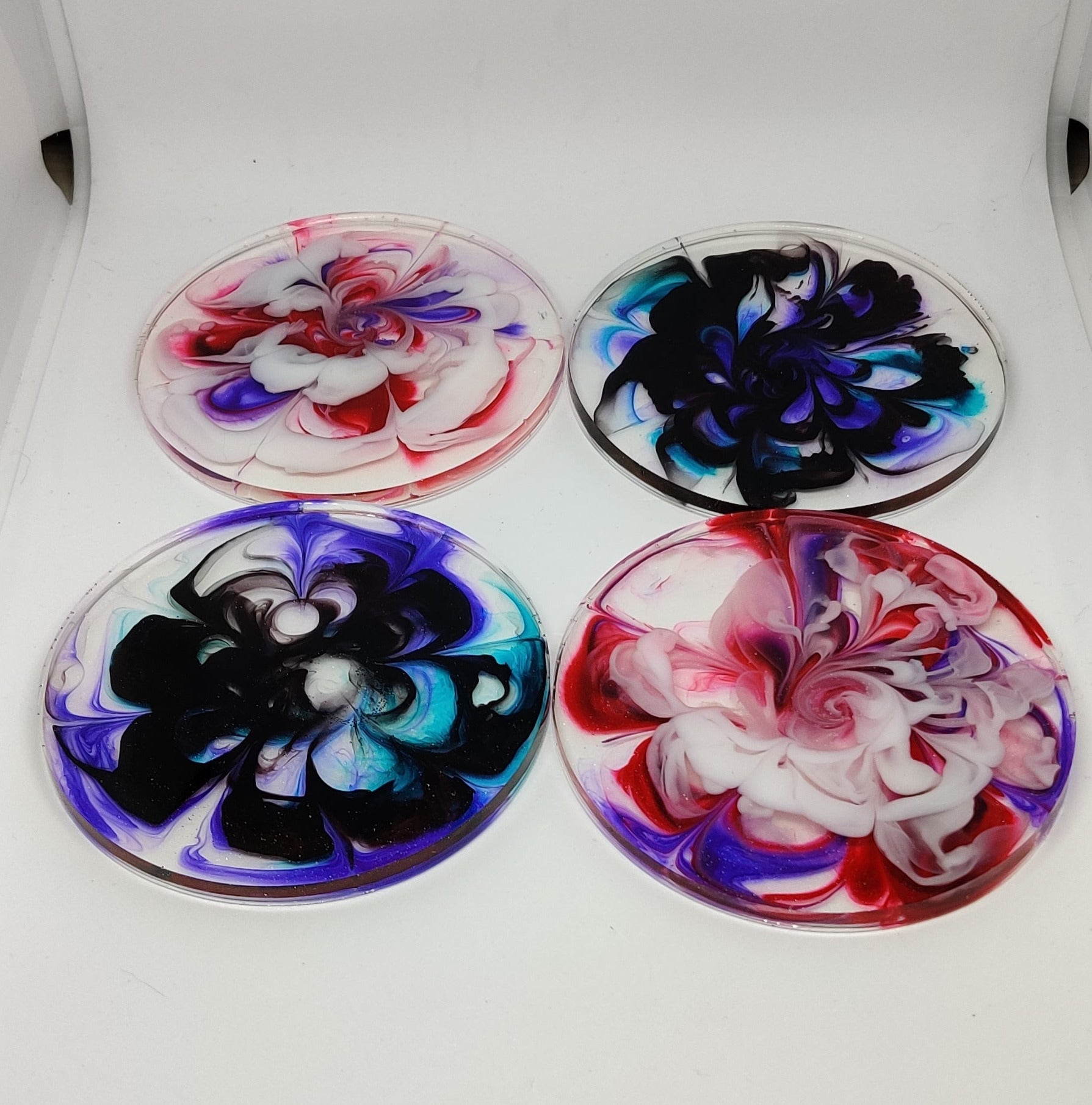Handmade round Coaster set: Feywild Flowers
