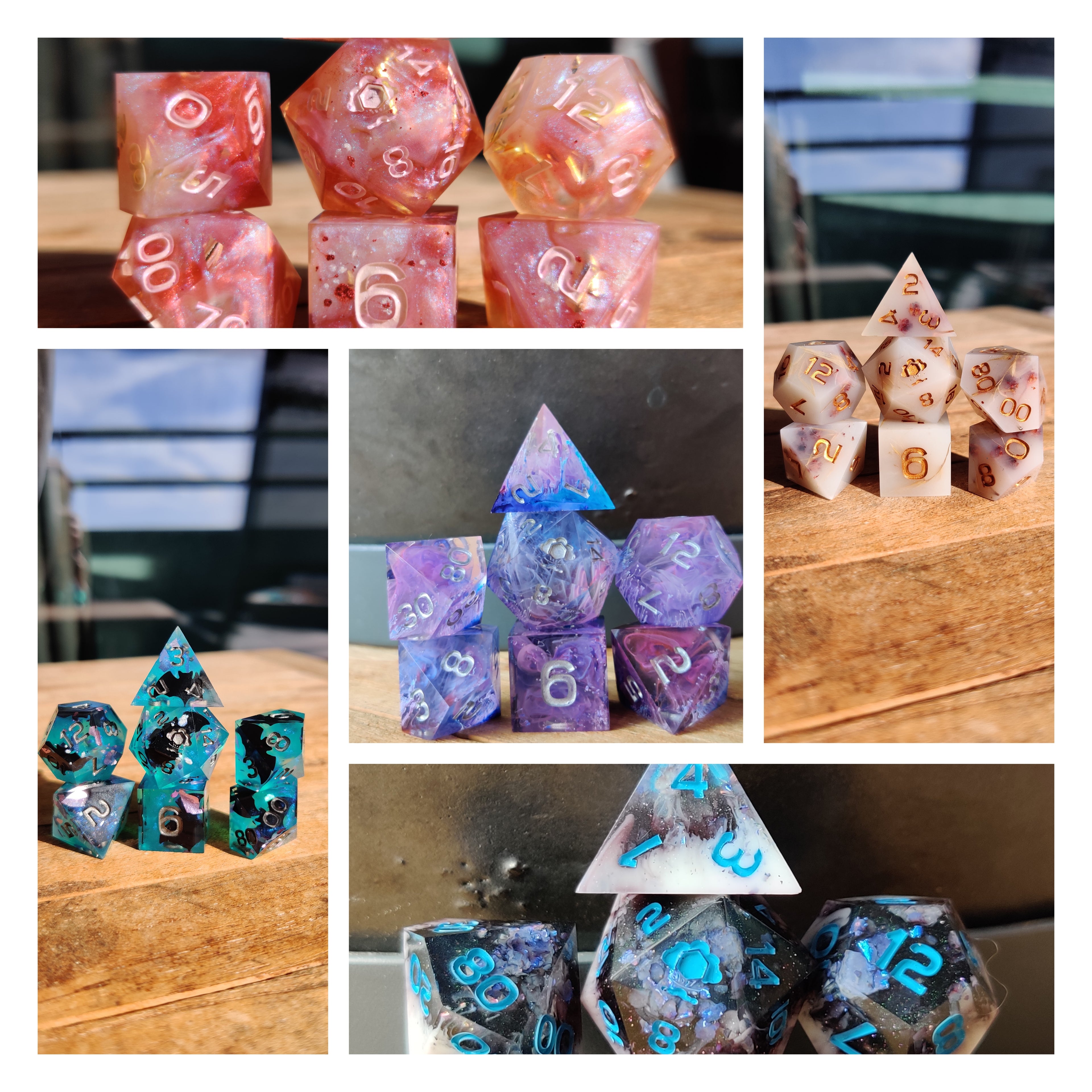 Handmade 7 piece Commission dice set!